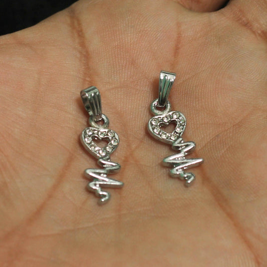 8x22mm Heart Beats  Ad Stone Charms - 22mm / Iron / 2 Pcs