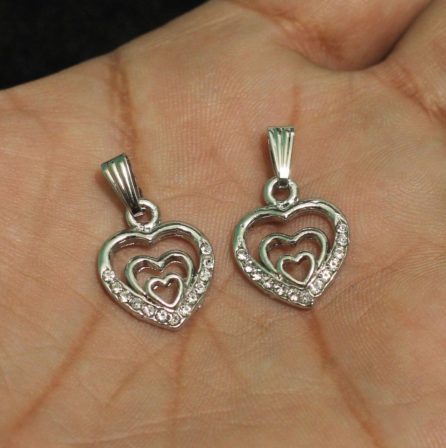 18X15mm Heart  Ad Stone Charms - 18mm / Heart / 2 Pcs