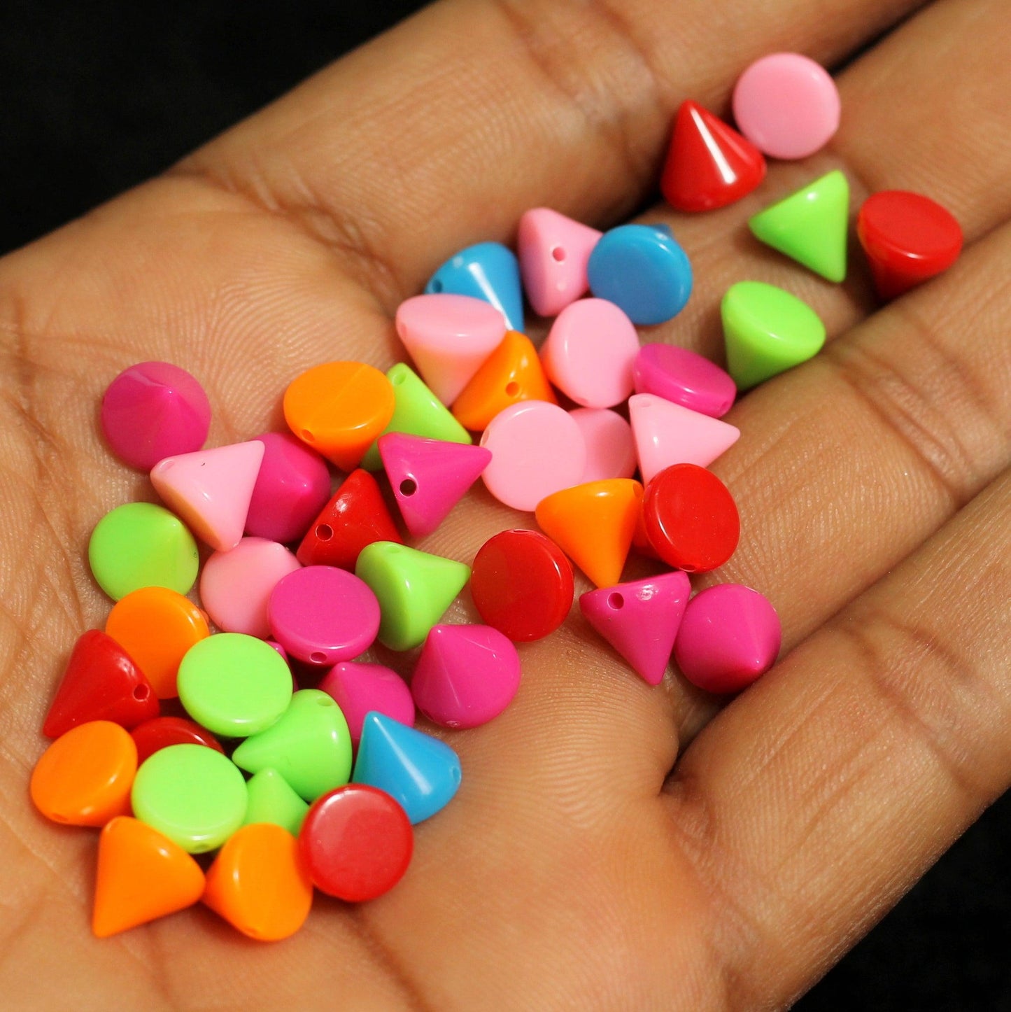250+ Acrylic Triangle Beads Assorted 7mm - MultiColor / Acrylic / Triangle