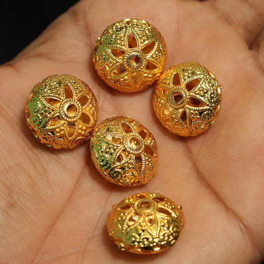 10 Pcs, 19x12mm German Silver Rondelle Beads Golden - Golden / German Silver / Rondelle