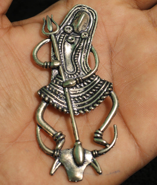 German Silver Lord Shiva Pendant, Pack Of 2 Pcs, Size: 3 Inchs - Silver / German Silver / 3 Inch