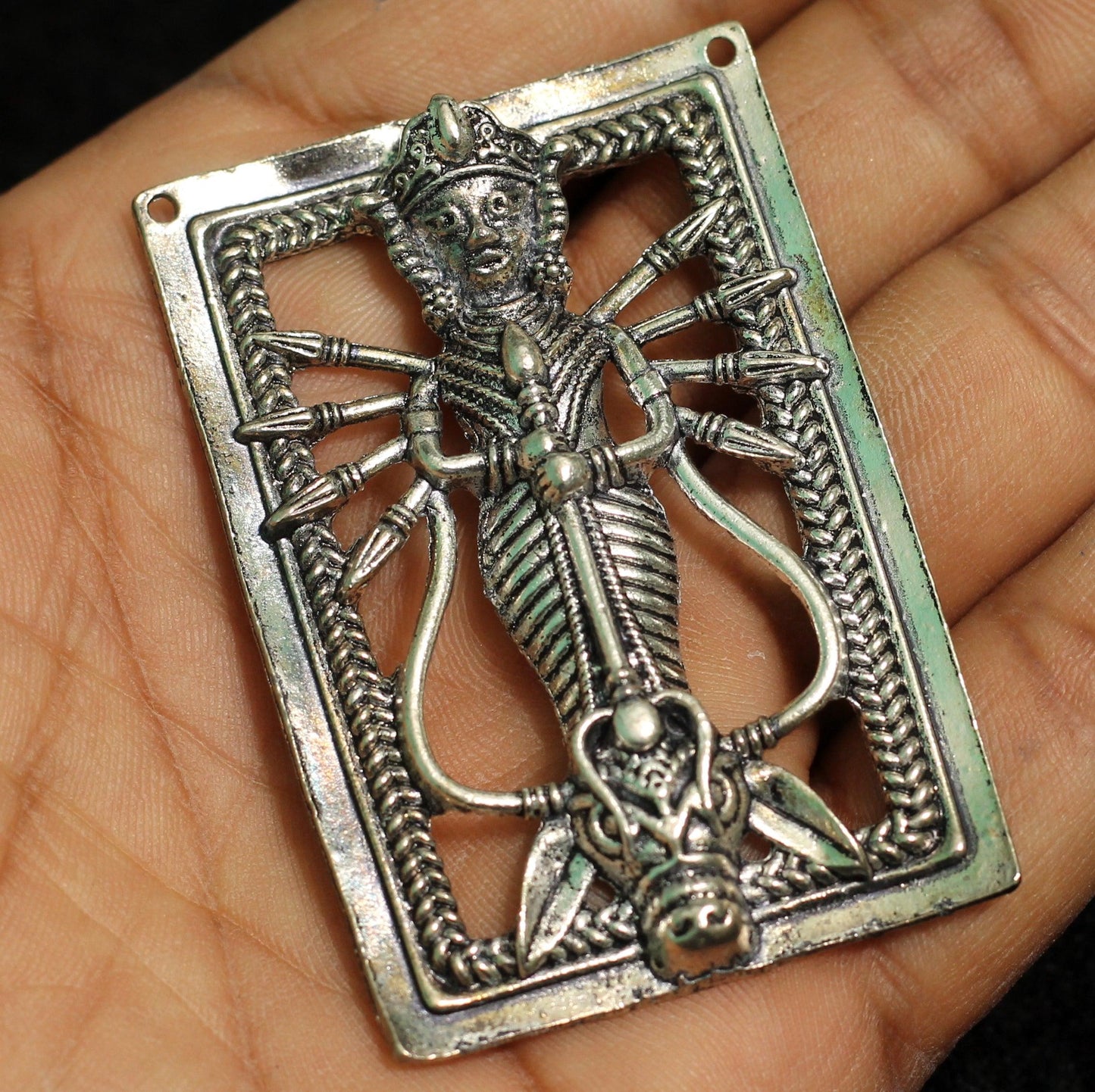 German Silver Pendant, Pack Of 2 Pcs, Size: 59x40mm - Silver / German Silver