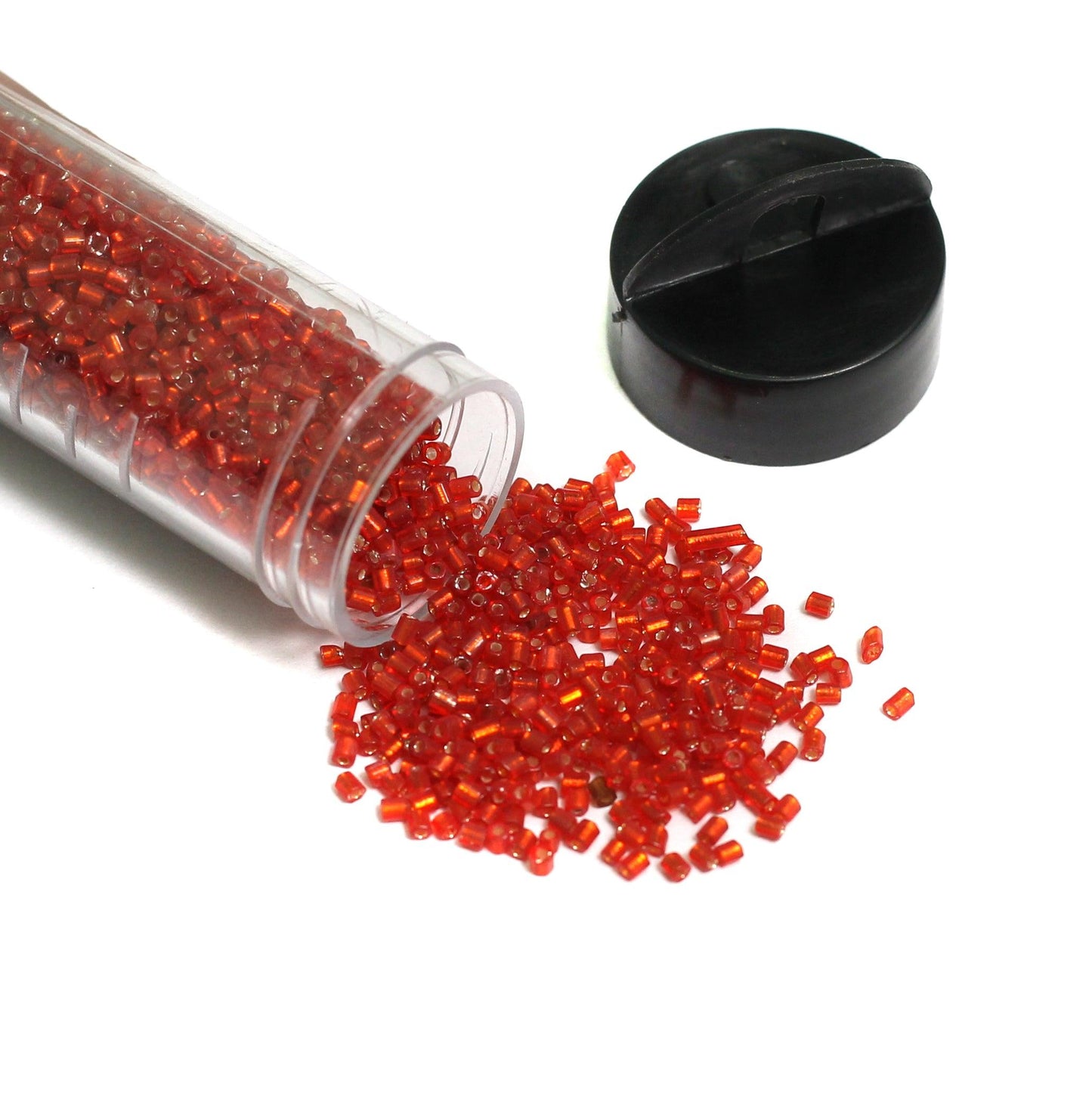 2800+, 13/0 Red 2 Cut Silver Line Glass Seed Beads - Red / Glass / 2 Cut