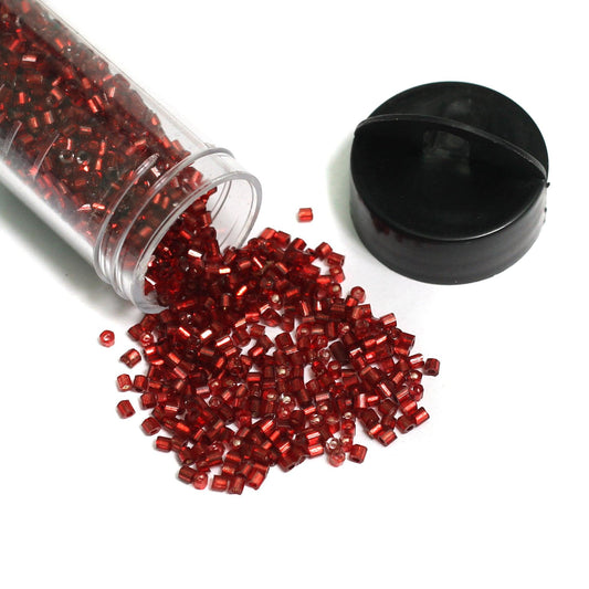 2800+, 13/0 Maroon 2 Cut Silver Line Glass Seed Beads - Red / Glass / 2 Cut