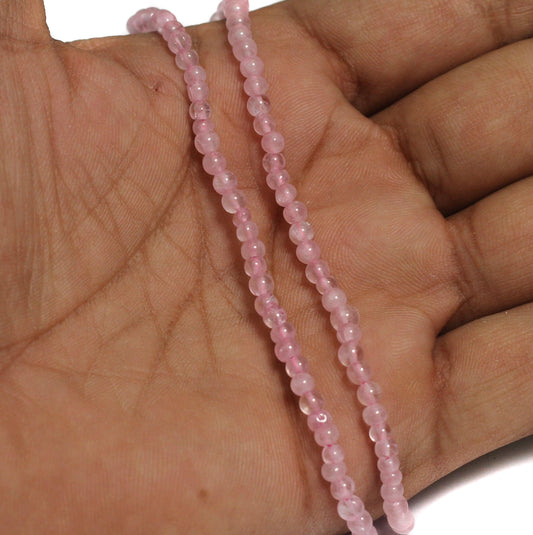 Semiprecious Round Beads Trans 4 mm - Pink / Round / 1 String