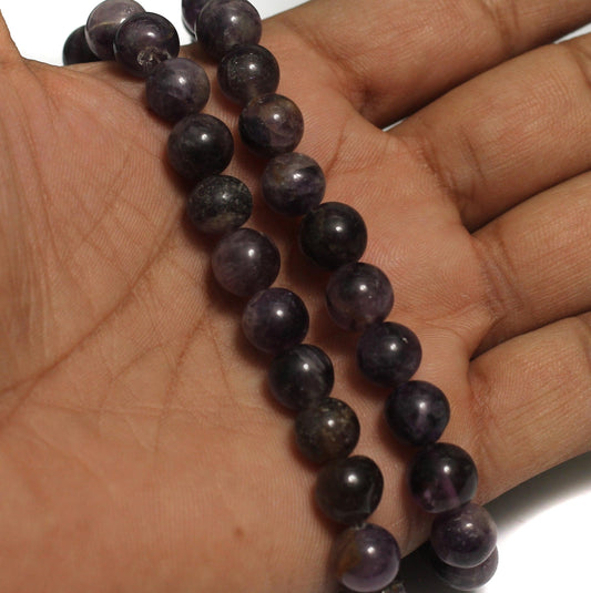 Amethyst Gemstone Beads, Size 09-10 mm - Purple / Round / 1 String