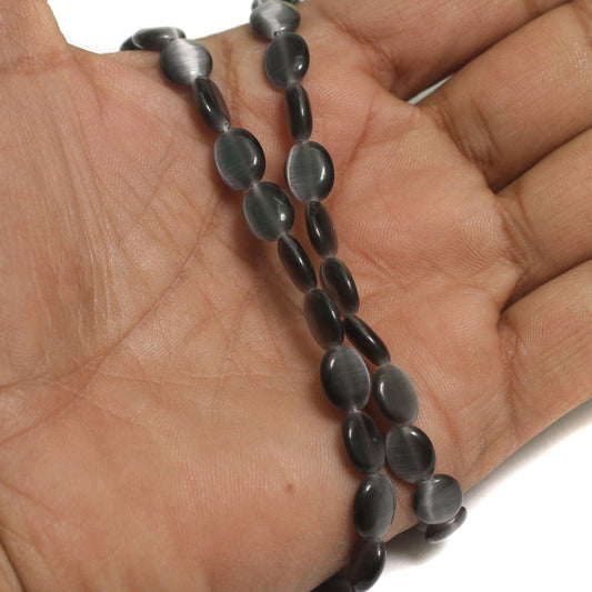 10x8mm Flat Oval Monalisa Beads - Grey / 10mm / 1 String
