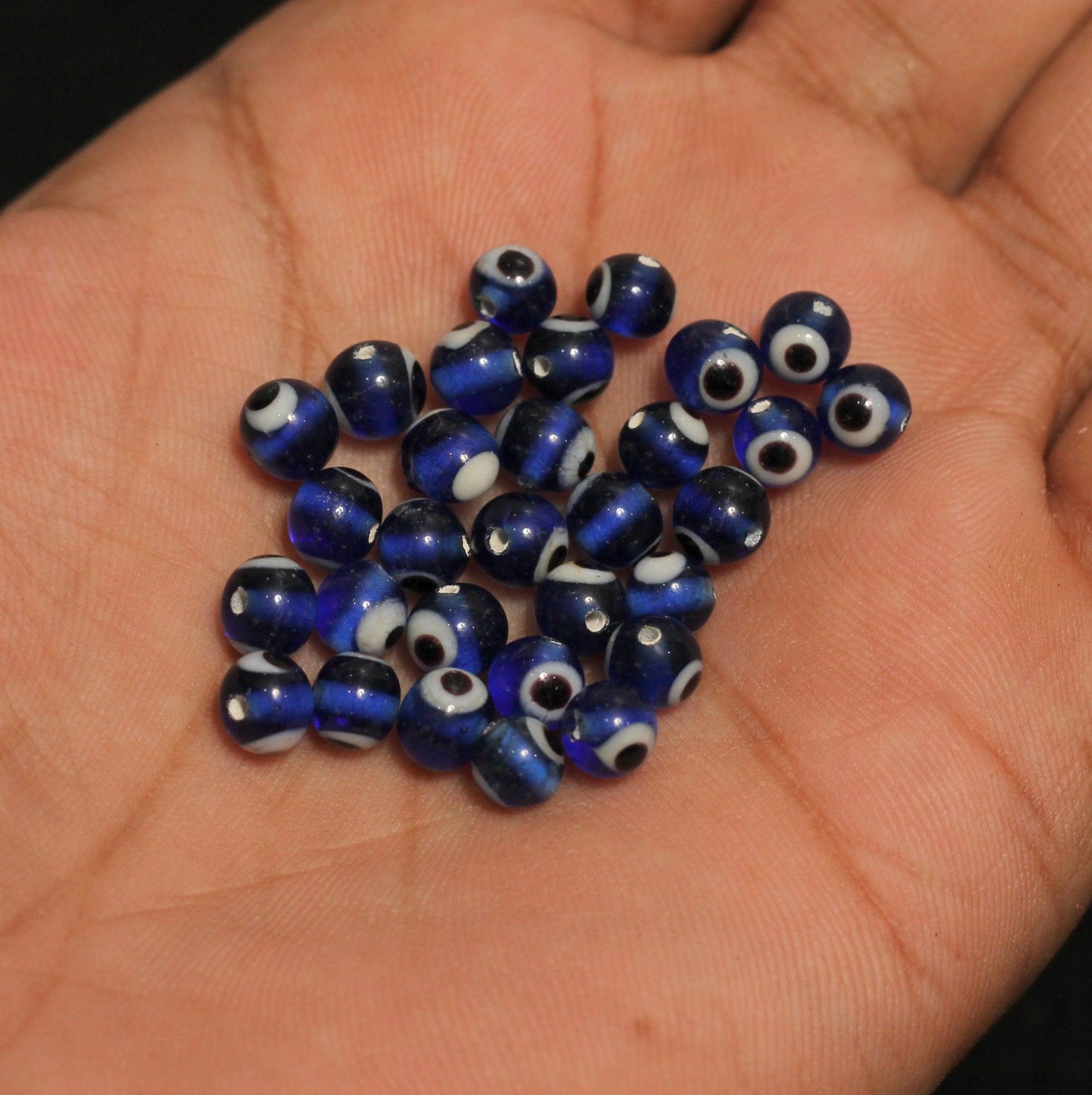 5mm Glass Evil Eye Beads Blue - Blue / Glass / Round