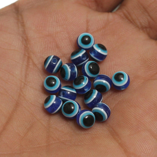 6mm/8mm Blue Evil Eye Beads - Blue / 6mm / 100 Pcs