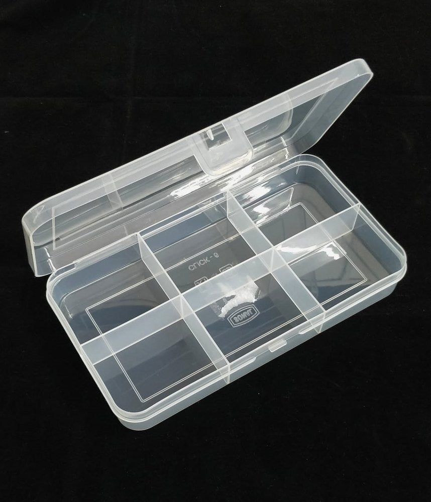 6 Cavity Rectangle Beads Storage Box 5x3x1.25 inch - Acrylic / 5 Pcs / Acrylic Box