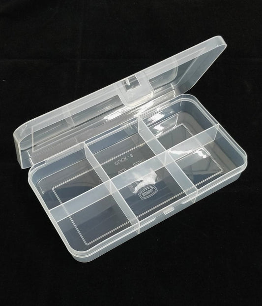 6 Cavity Rectangle Beads Storage Box 5x3x1.25 inch - Acrylic / 5 Pcs / Acrylic Box