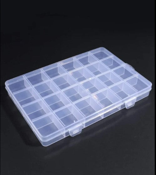 24 Cavity Rectangle Beads Storage Box 7.5x5x0.75 Inch - Acrylic / 5 Pcs