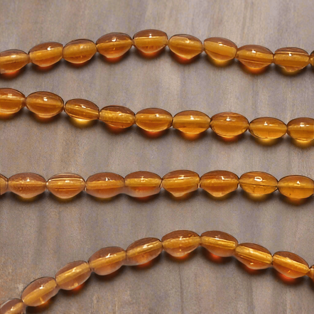 5 Strings Glass Oval Beads Brown 6x4 mm - Brown / Glass / Oval