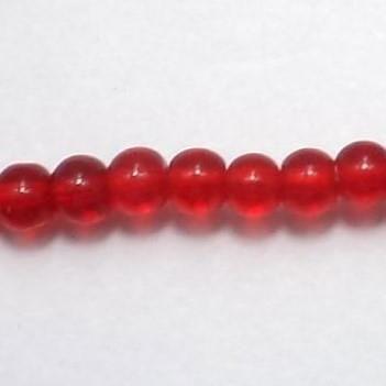 5 Strings Glass Round Beads Red 4 mm - Red / Glass / Round