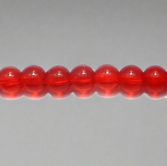 5 Strings Glass Round Beads Red 6 mm - Red / Glass / Round