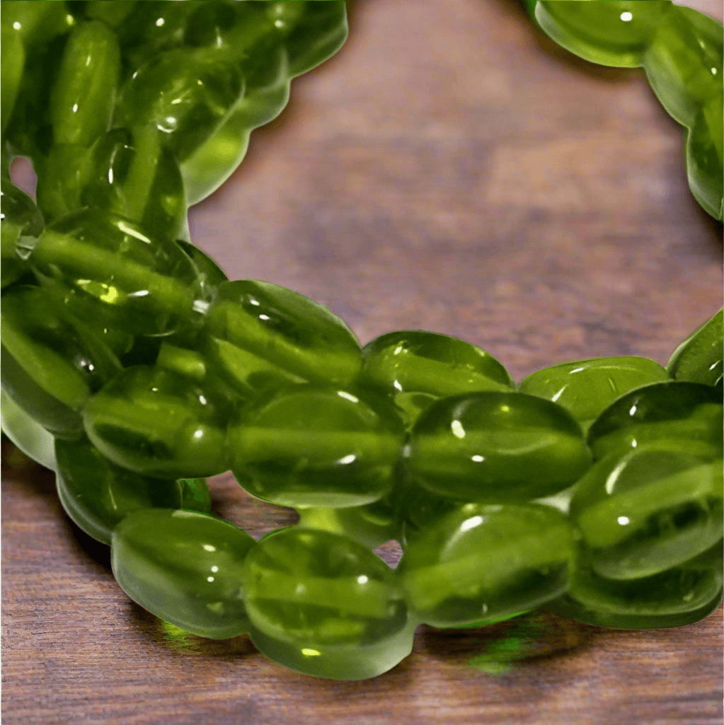 5 Strings Glass Beads Tumble Green 10x6mm - Green / Glass / Tumble