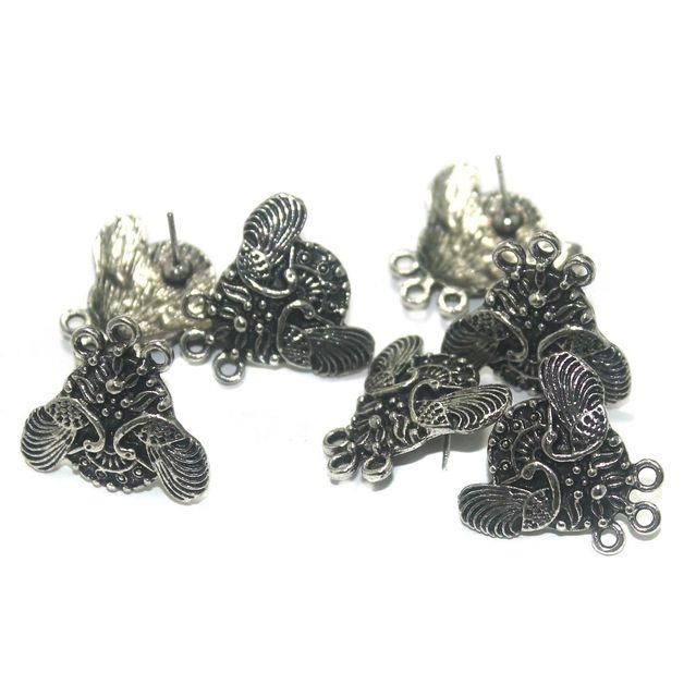 4 Pcs.  22x21 mm German Silver Earring Components Silver - Silver / German Silver
