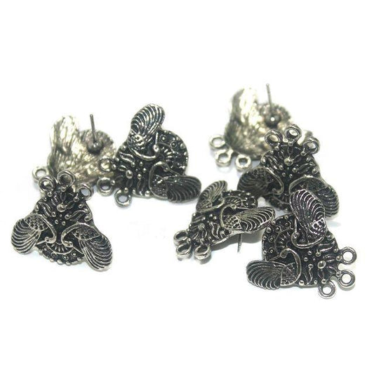 4 Pcs.  22x21 mm German Silver Earring Components Silver - Silver / German Silver