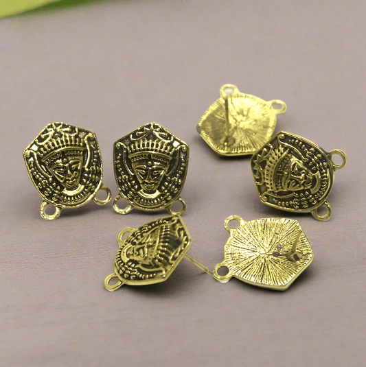 4 Pcs. 19x16 mm German Silver Earring Components Golden - Golden / German Silver