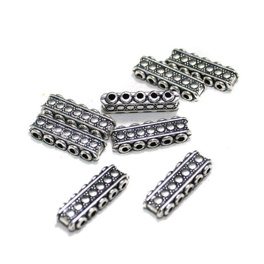 10 Pcs German Silver 5 Strings Connectors Silver 21x6mm - Silver / 21mm / German Silver
