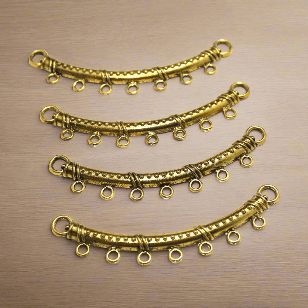 2 Pcs, 2.75 Inches German Silver Pendants Golden - Golden / German Silver