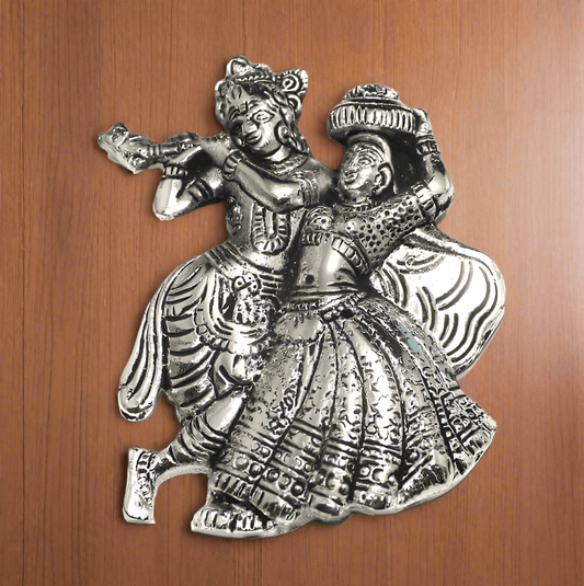 1 Pc German Silver Lord Radha Krishana Pendant Silver - Silver / German Silver