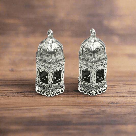 4 Pcs German Silver Radha Krishna Jhumki Components 40x18mm - Silver / German Silver