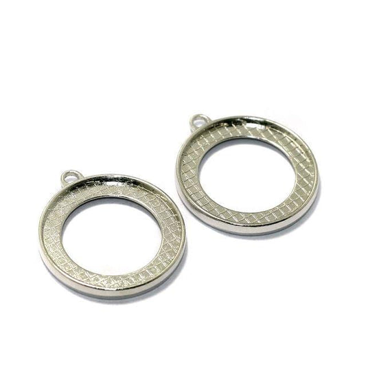 1.25 Inches Round Bezel Setting Pendant Base Frame - Silver / Round / 10 Pcs [ Rs 20 / Piece ]