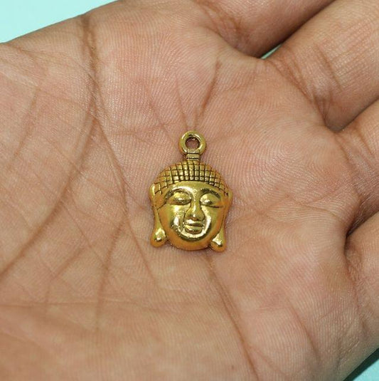 10 Pcs,22mm German Silver Buddha Charms - Golden / German Silver / 10 Pcs
