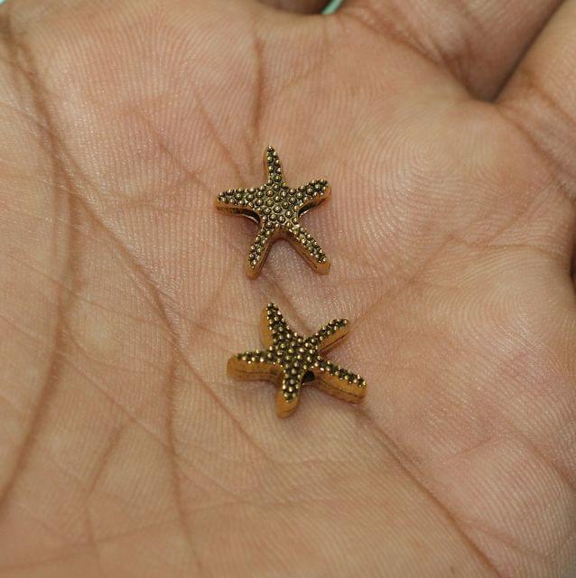 20 Pcs, 11mm German Silver Star Beads Golden - Golden / Star / 11mm