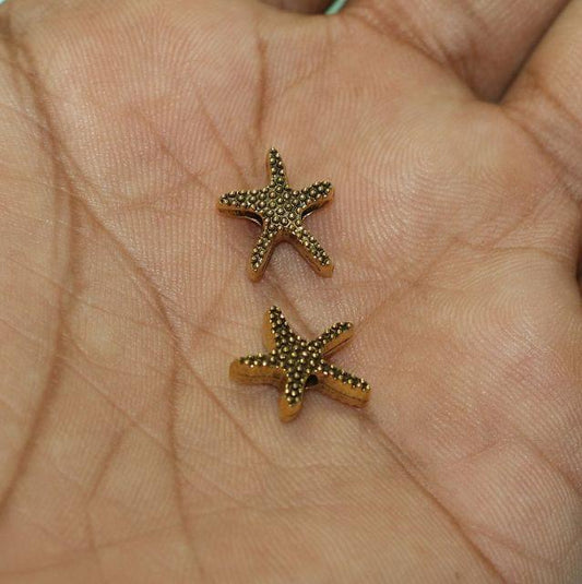 20 Pcs, 11mm German Silver Star Beads Golden - Golden / Star / 11mm