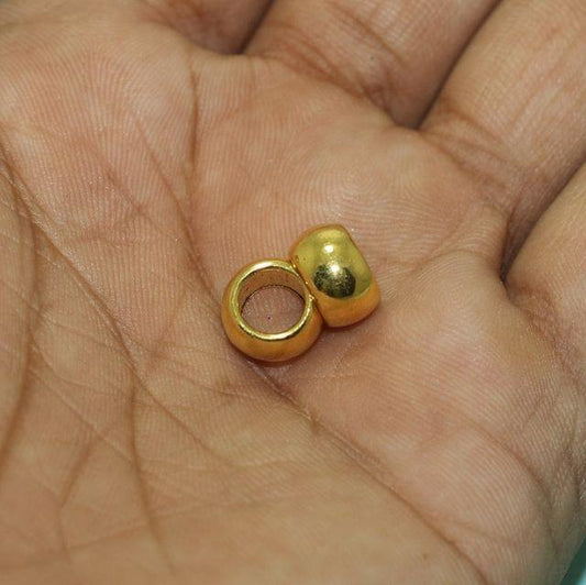 20 Pcs, 10x60mm German Silver Big Hole Spacer Round Beads Golden - Golden / German Silver / 10mm