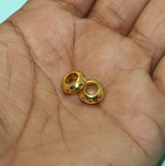 4x10mm German Silver Big Hole Spacer Round Beads Golden - Golden / 4mm / 20 Pcs