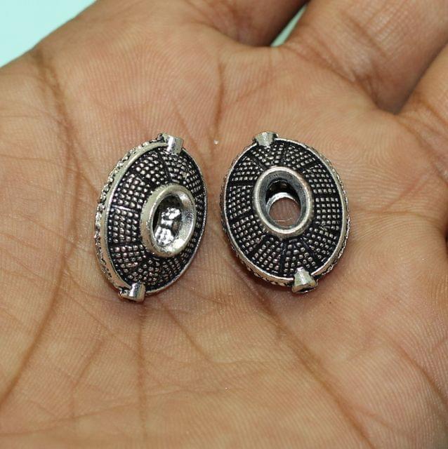 22x16mm German Silver Oval Beads - Silver / 22mm / 10 Pcs