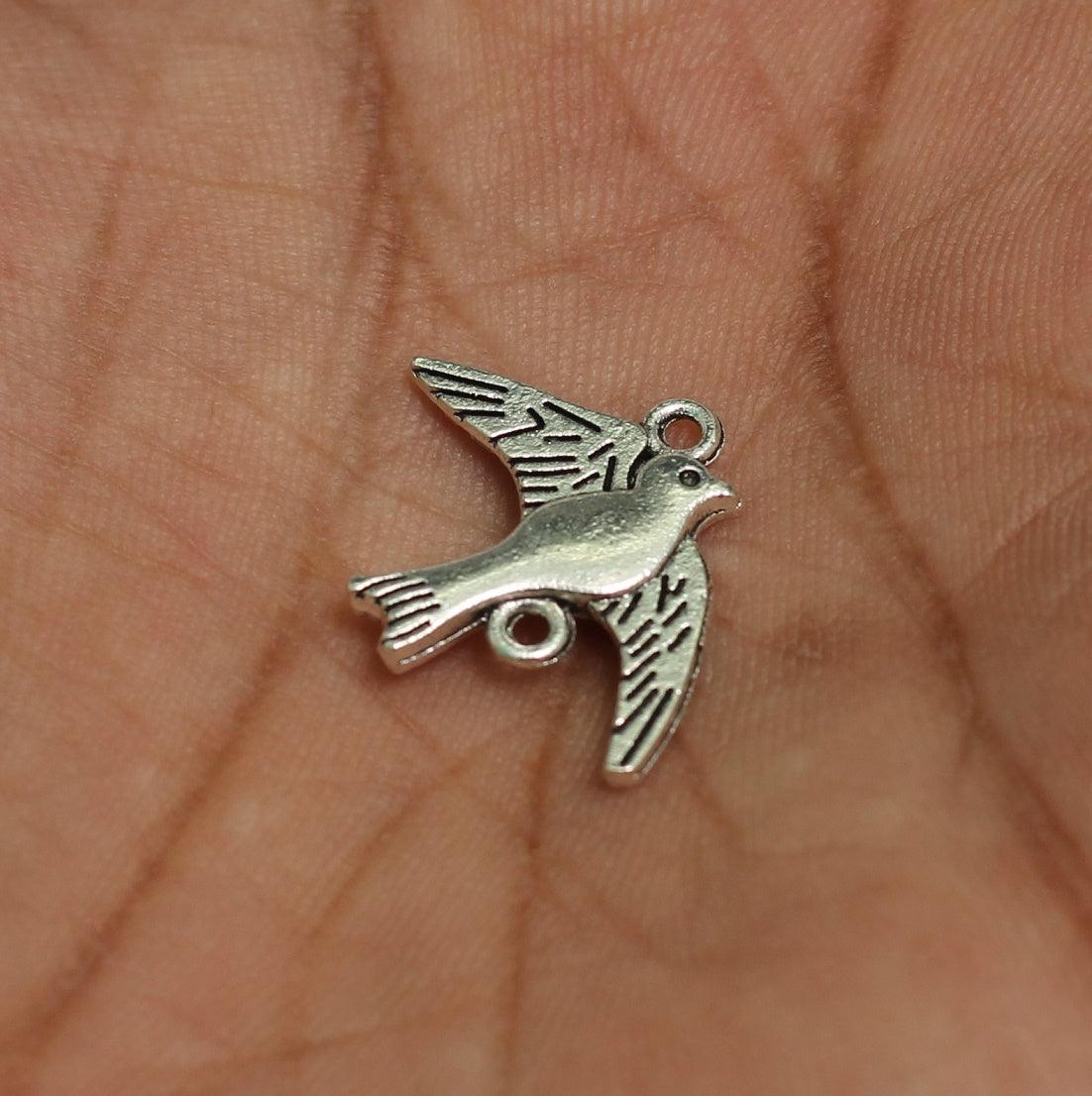 17mm German Silver Birds Connector Charms - Silver / German Silver / 10 Pcs [ Rs 9.5 / Piece ]