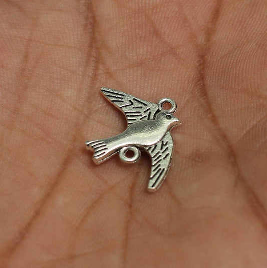 17mm German Silver Birds Connector Charms - Silver / German Silver / 10 Pcs [ Rs 9.5 / Piece ]