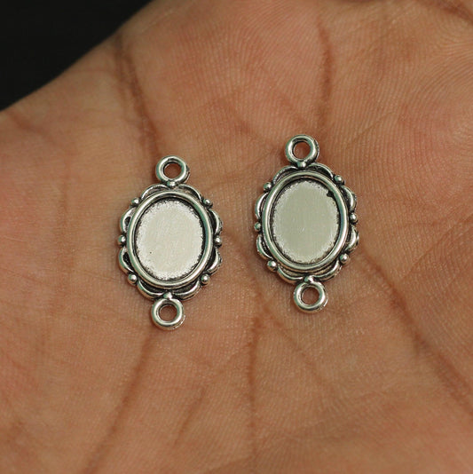 10 Pcs German Silver Bracelet Base Connectors 0.75 Inch - German Silver / Silver / Round