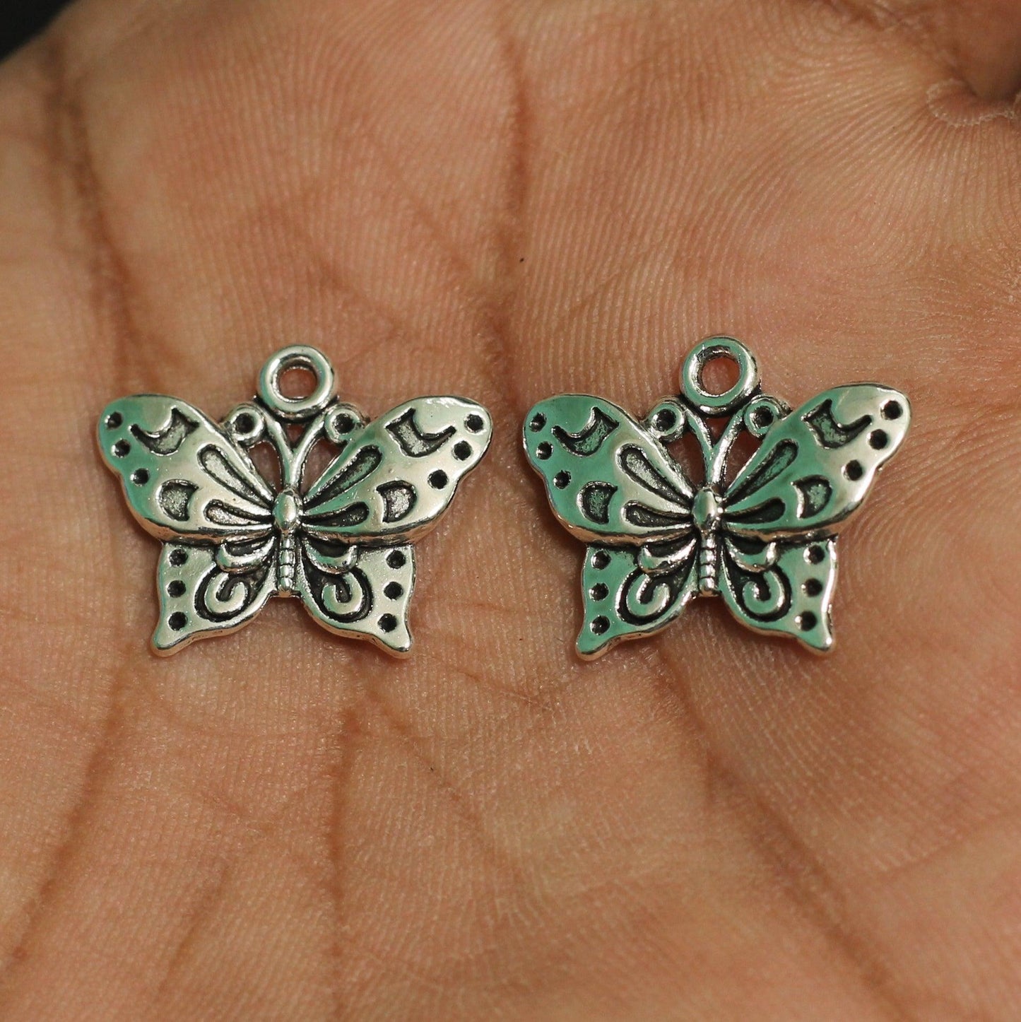10 Pcs German Silver Butterfly Charms 13x20mm - German Silver / Silver