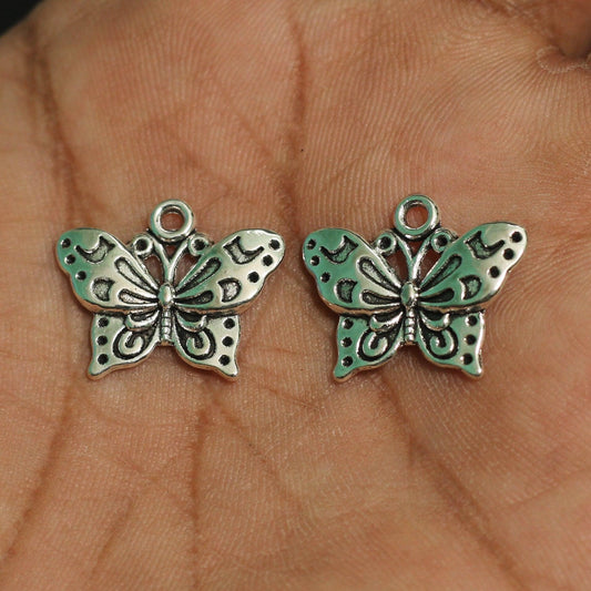 10 Pcs German Silver Butterfly Charms 13x20mm - German Silver / Silver