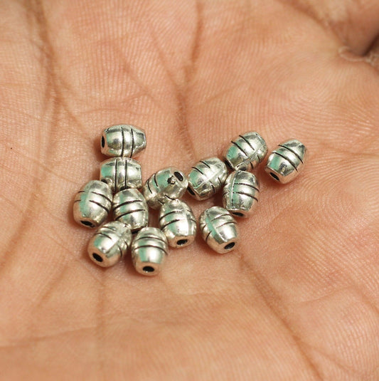 50 Pcs 6x5mm German Silver Oval Beads - German Silver / Silver / Oval