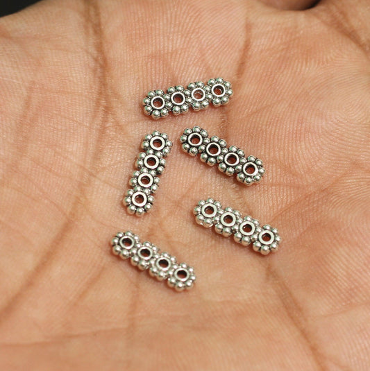 20 Pcs 14x4mm German Silver 4 Strings Spacer Connectors - German Silver / Silver / 14mm