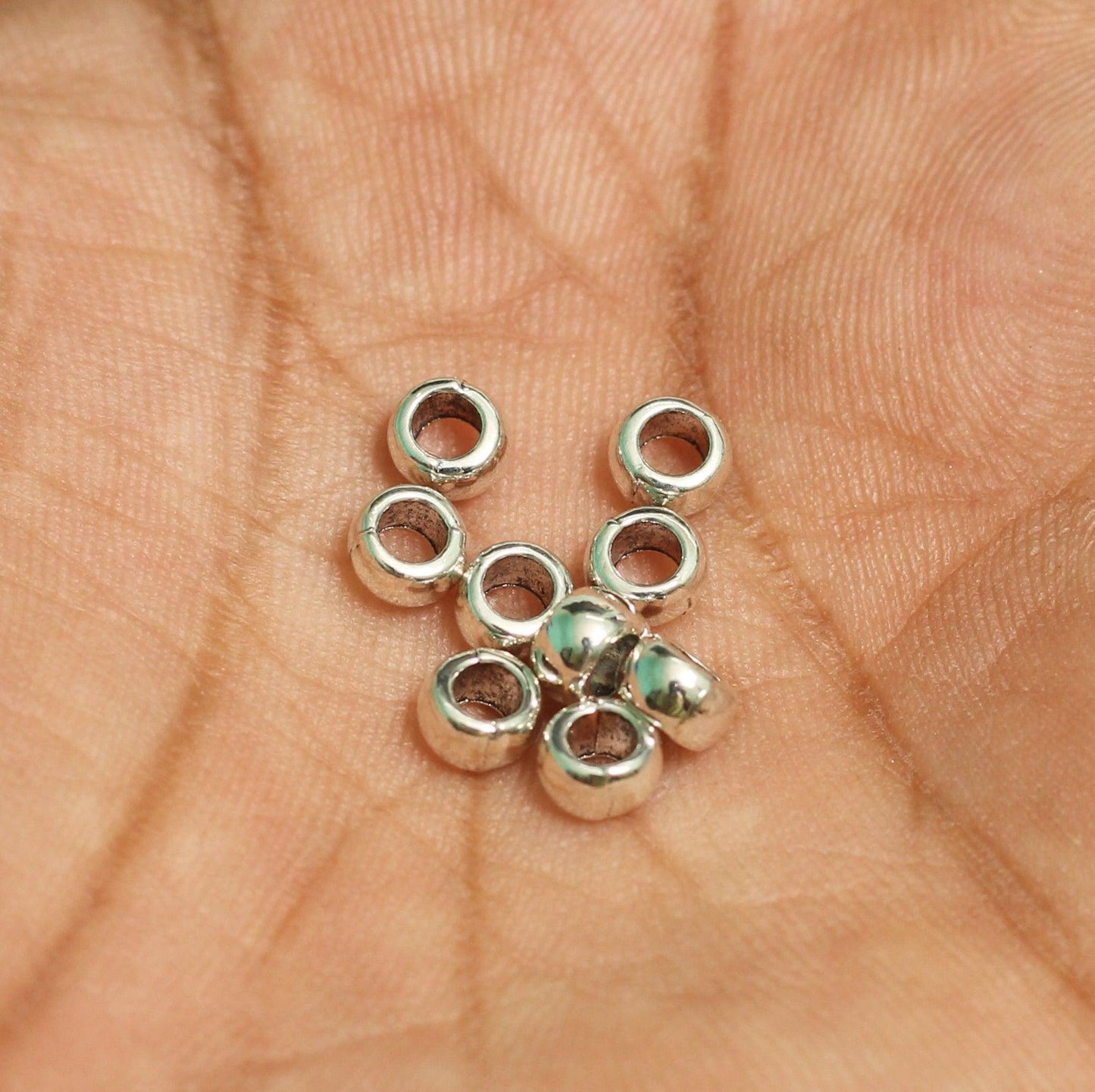 50 Pcs 5x3mm German Silver Tyre Beads - German Silver / Silver / Tyre