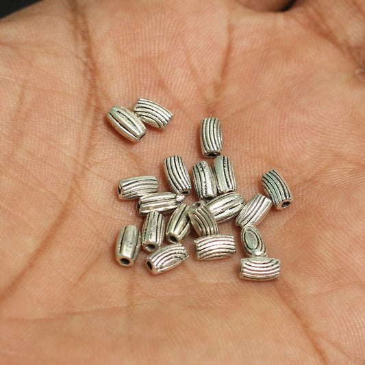 German Silver Oval Beads 6x3mm - Silver / Oval / 100 Pcs