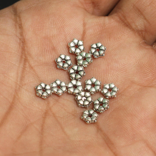 100 Pcs 6mm German Silver Chakri Beads - German Silver / Silver / Chakri
