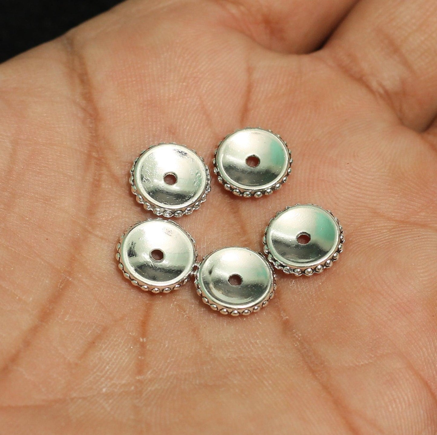 10mm German Silver Disc Spacers - Silver / German Silver / 10 Pcs