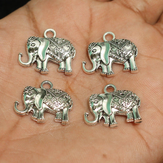 19x21mm German Silver Elephant Charms - Silver / German Silver / 10 Pcs