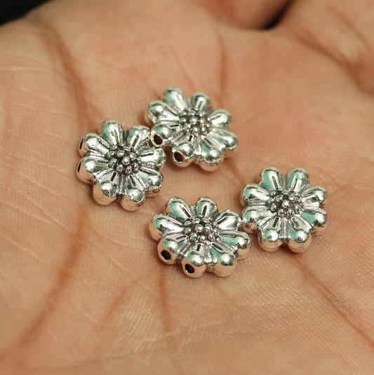 12mm German Silver 2 Strings Flower Connector Spacer - Silver / German Silver / 10 Pcs