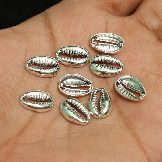 13x9mm German Silver Cowrie - Silver / German Silver / 10 Pcs