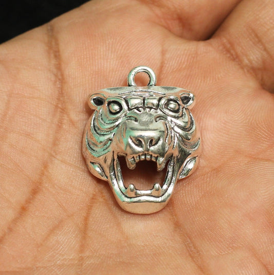 1 Inch German Silver Loin Face Charms - Silver / German Silver / 1 Pc