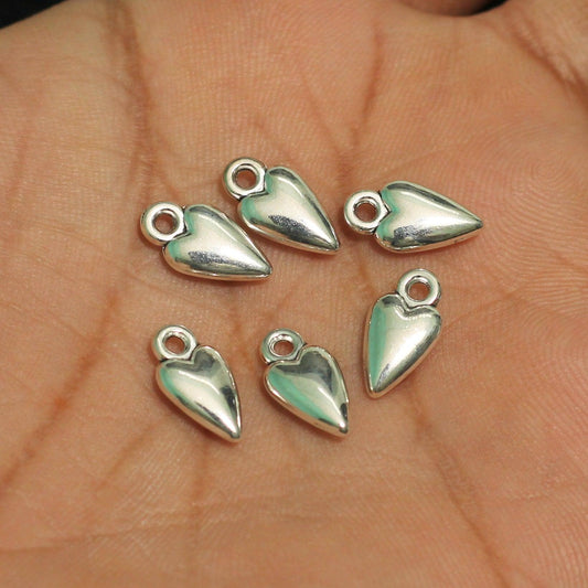 13x7mm German Silver Heart Charms - Silver / German Silver / 10 Pcs